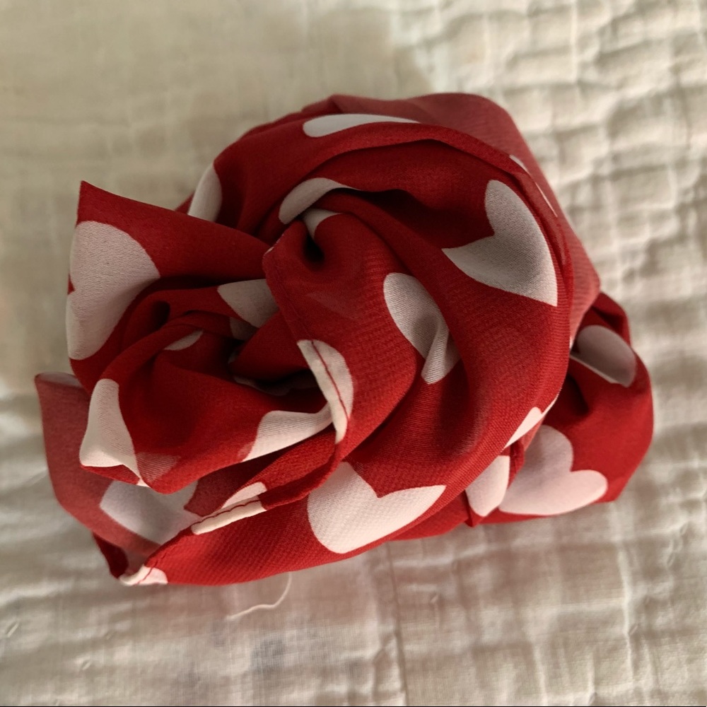 Red & White Heart Infinity Scarf
